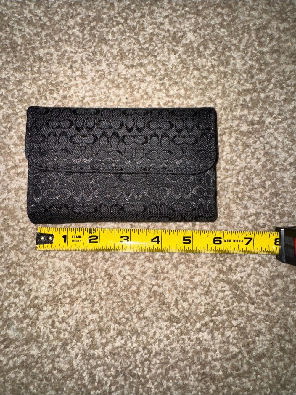 Black Coach Monogram Fabric Wallet